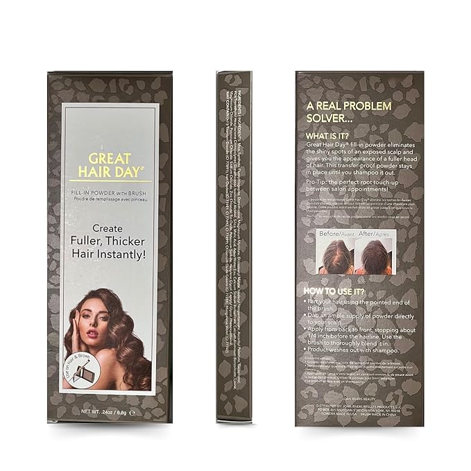 Joan Rivers Great Hair Day Root Touch Up Powder – Fill-in Powder for Thicker, Fuller Looking Hair (Ash Blonde)