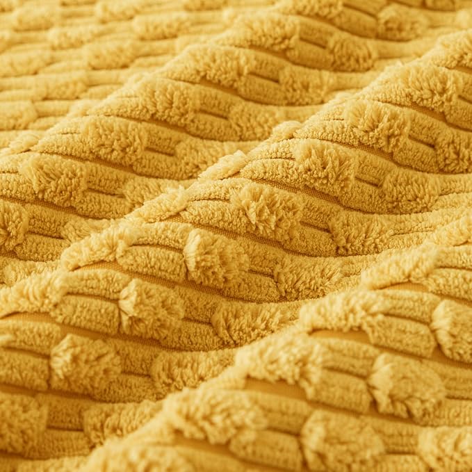 Kevin Textile Soft Corduroy 12"x24" Pillow Cover 1 Pack, Mustard Yellow | Boho Stripe Plush Corduroy Decorative Oblong Cushion Cover Modern Farmhouse Home Decor for Sofa Couch Bed Chair