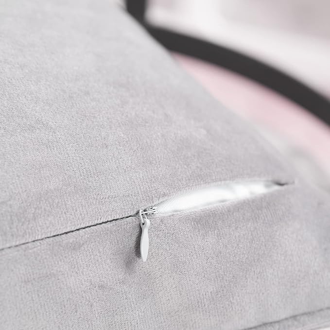 JIAHANNHA Velvet Grey Throw Pillow Covers 20”x20”Pack of 2 Soft Decorative | Square Cushion Covers for Couch Sofa Bed Livingroom Car Home Decor,50x50Cm