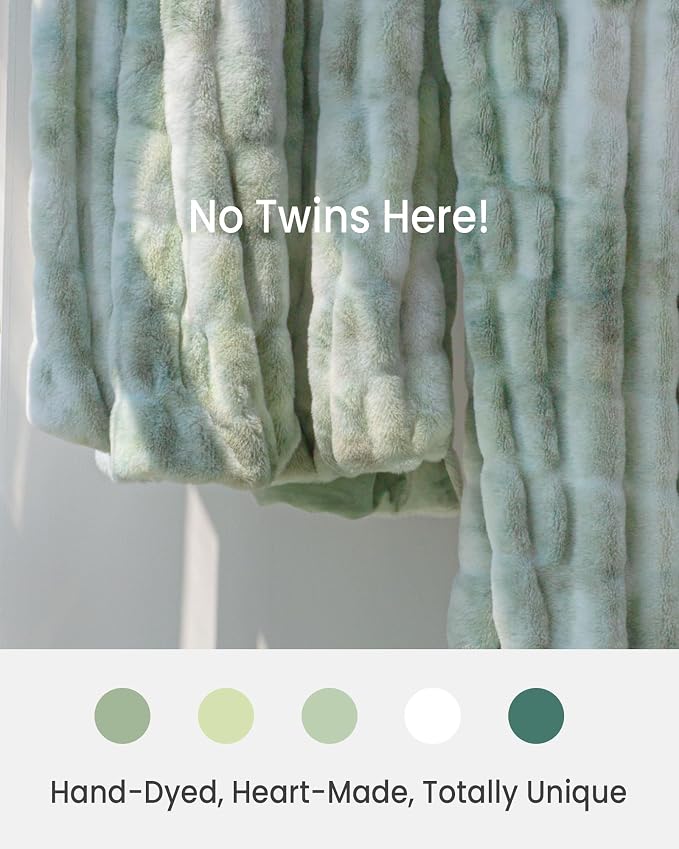 Ultra Soft Cozy Faux Fur Throw Blanket, Fuzzy Plush Thick Bubble Blanket, Luxury Fluffy Blanket for Couch, Sofa, Bedroom, and Living Room, 60x80 Inches,Tie-Dye Sage