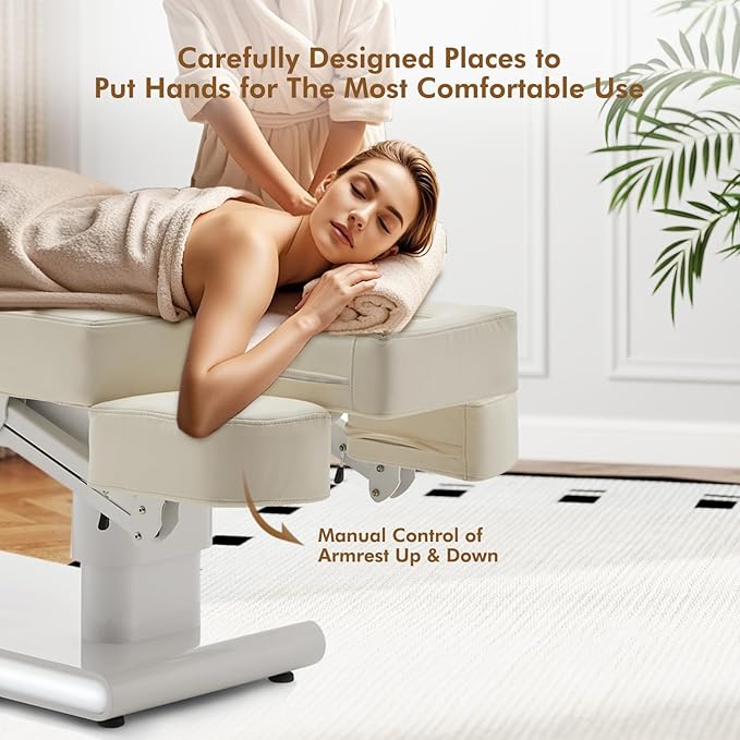 Artist hand 3 Motor Full Electric Spa Facial Beauty Bed Tattoo Medical Treatment Table Aesthetic Chair with Thermal Heated & Armrest for Salon Esthetician Doctor Podiatry