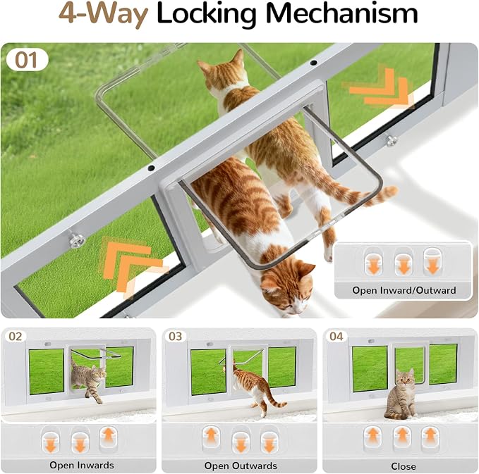 Cat Door for Window, 23"-28" Width