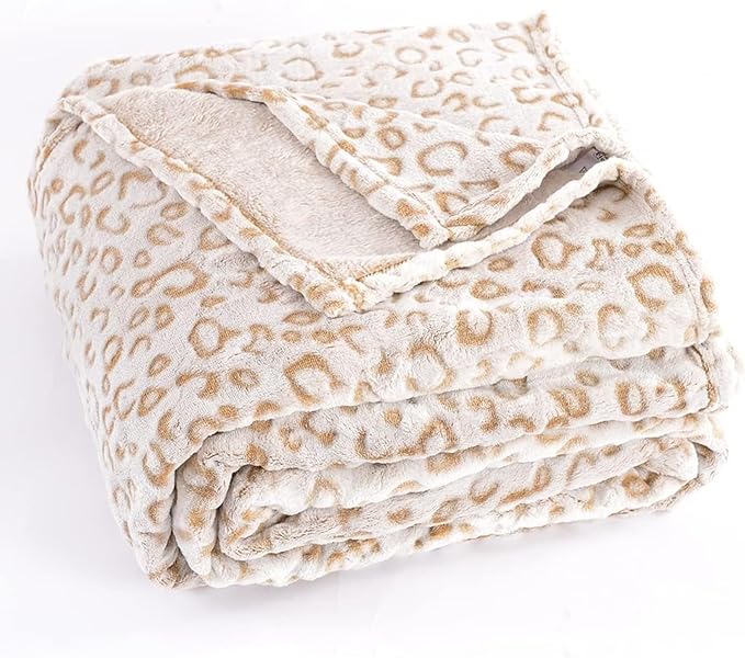 PLEASANT BOULEVARD | Leopard Throw Blanket Fleece, Premium Lightweight Cozy Warm Plush Microfiber Bedspread for Couch Sofa and Bed (Brown, King (108 x 90 inches))