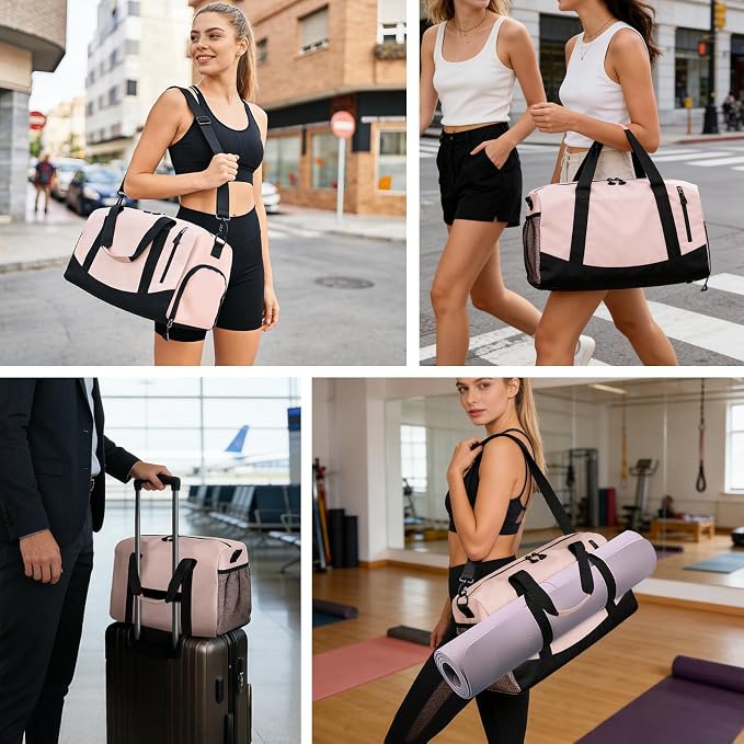 Yoga Mat Bag, Gym Workout Bag with Water Bottle Pocket, Pilates Bag for Women with Wet & Dry Pocket, Yoga Bags and Carriers Fits All Your Stuff, Yoga Tote Bag for Sports Travel Office
