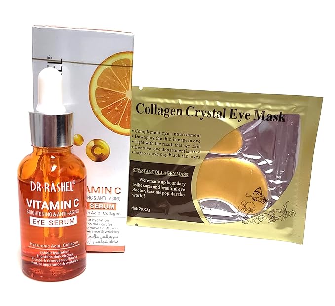 Dr Rashel Vitamin C Eye Anti - Aging Serum Essence | Hyaluronic Acid and Collagen, Reduce Wrinkles, Remove Dark circles & Puffiness, Size (1.01 oz)