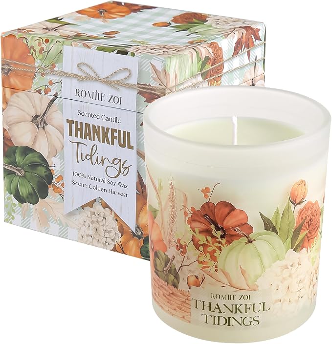 ROMIIE ZOI Scented Candle - Thankgul Tidings - 6oz Soy Wax Candle for Autumn, Gift for Her/Him