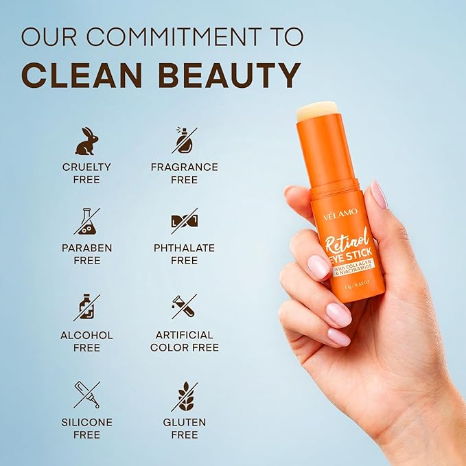 Retinol Under Eye Balm Stick: Korean Retinol Eye Cream for Dark Circles, Puffiness, Eye Bags, Wrinkles & Fine Lines - 8-IN-1 Formula with Collagen, Niacinamide, Peptides & Hyaluronic Acid 0.35 OZ/10g