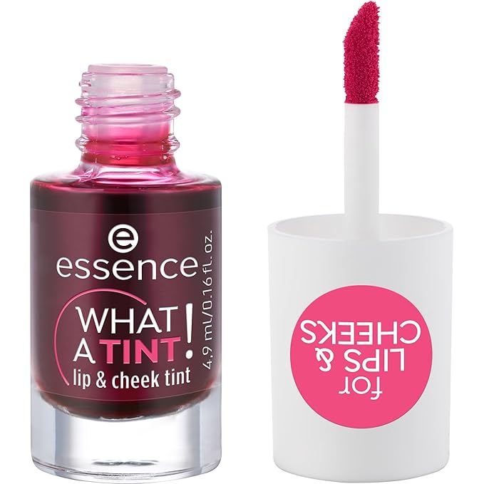 essence | What a Tint! Lip & Cheek Tint | Long-Lasting Liquid Blush & Lip Stain | Non-Sticky & Kiss-Proof | Vegan & Cruelty Free (01 | Kiss from a Rose)