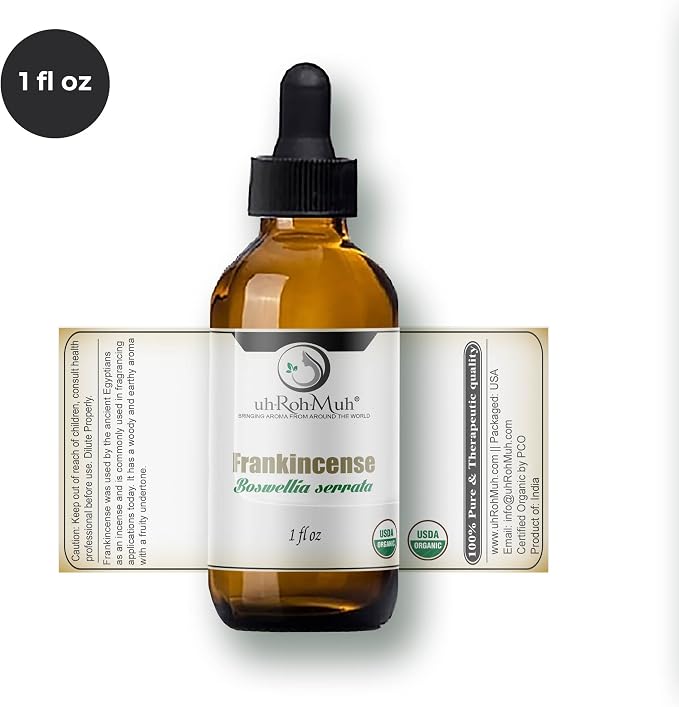 Organic Frankincense Serrata Essential Oil - Steam Distilled Boswellia Serrata Oil, Warm Woody Aroma, Base Note Essential Oil for Aromatherapy, Skincare and DIY Cosmetic Blends - 1 Fl oz