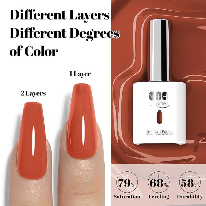 YTD Likomey Wheat Brown Gel Nail Polish,15ml Salon Home DIY Manicure and Pedicure Fall Winter UV Color Varnish,CS464