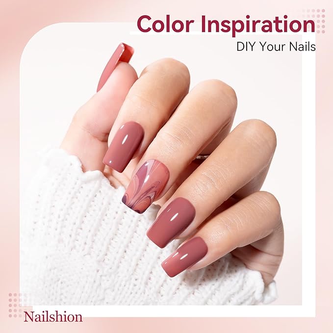 Nude Grays Nail Polish Set, Non Gel, 6 Colors Nude Pink Brown Red Dusty Rose Nail Polishes Neutral Color for All Seasons, Fast Air Dry Nail Art DIY at Home Manicure Gift for Women Girls