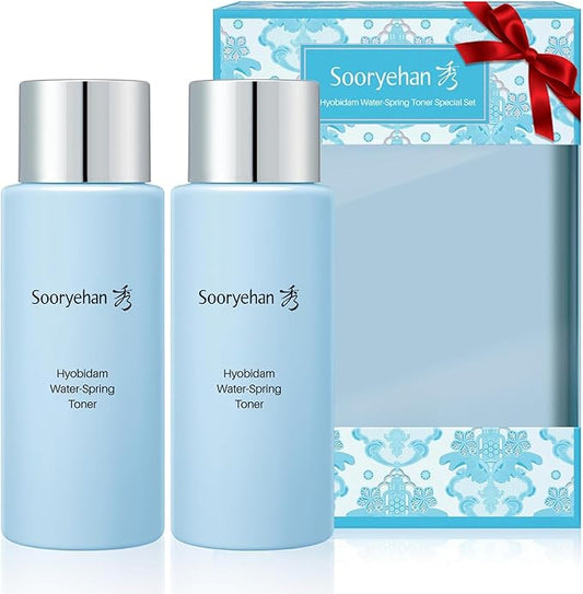 Sooryehan Water Spring Toner Gift Set (8.5fl oz, Pack of 2) - Hydrating, Nutrient-Rich Toner for Conditioning. Korean Skincare by LG Beauty. Fermented Ginseng, Hyaluronic Acid, Amino Acid.