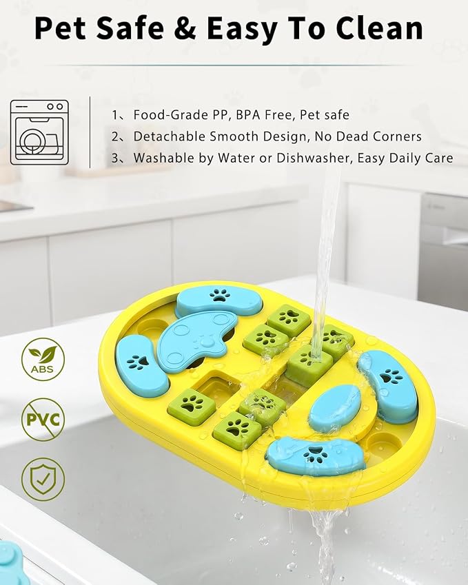 Dog Puzzle Toy, Interactive Enrichment Treat Food Puzzles, Yellow | Mental & Brain Stimulation, Slow Feeder, For Smart Puppy Small Medium Large Dogs Cats