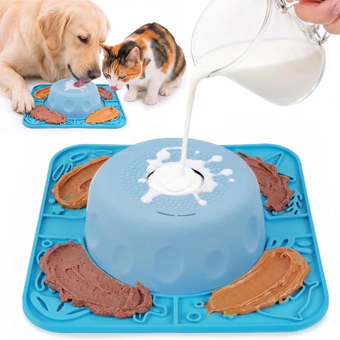 Pezluxe Slow Feeder Dog Bowls & Lick Mat,Dog Licking Bowl with Rolling Ball
