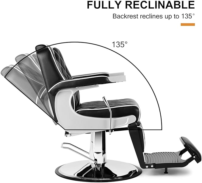 Artist hand All Purpose Barber Chair Wide Backrest Reclining Salon Chair for Hair Stylist Tattoo Chair Makeup Chair for Salon Equipment (Black)