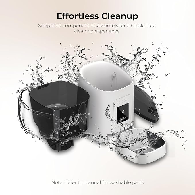 Smart HD Pet Feeder, 6L, White/Stainless Steel | 1080p Camera, 2-Way Audio, Voice Recording, Night Vision, Scheduled Meals, Backup Power, Easy to Clean, Anti-Jam Design