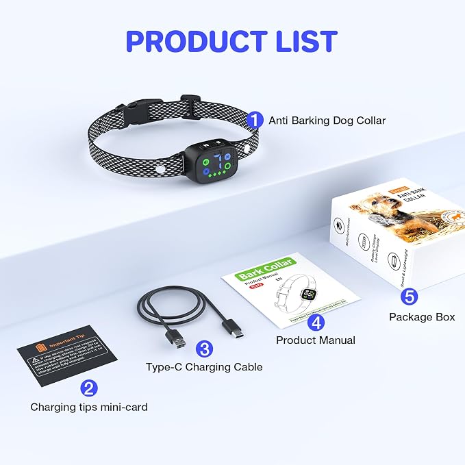 Dog Bark Collar,Rechargeable Smart Barking Collar