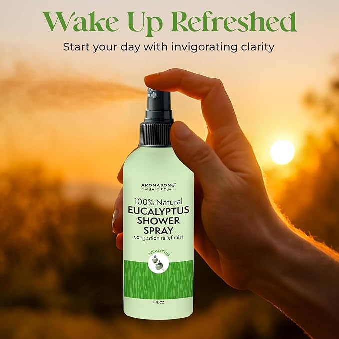 Aromasong Eucalyptus Shower Spray Aromatherapy – 100% Natural Eucalyptus Spray for Shower – Made in USA, Pure Essential Oil Mist for Sinus Relief & Spa-Like Steam, 4 fl oz 3 Pack