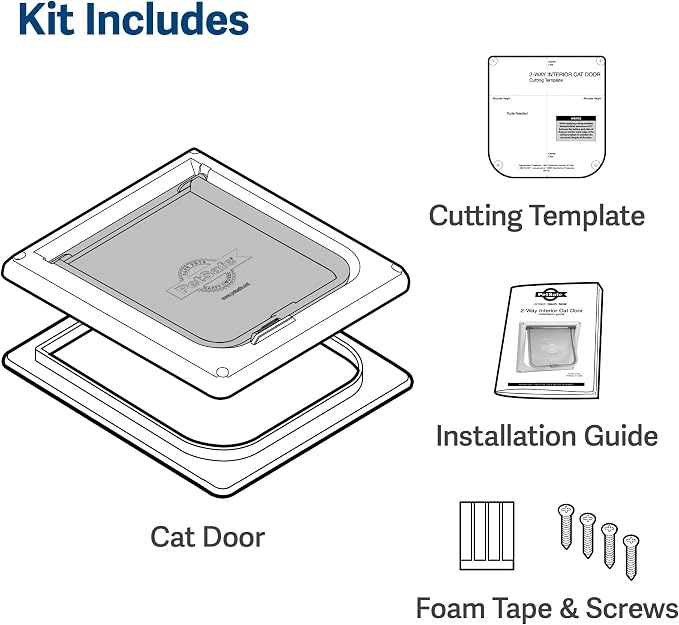 PetSafe Interior Cat Door: 2-Way Locking, Indoor Pet Door Flap-Tinted Privacy_Door for Cat Litter Box or Pet Feeder,Built-in & Durable_Door Frame, DIY Easy Install, Hardware Kit Included,(Pack of 6)