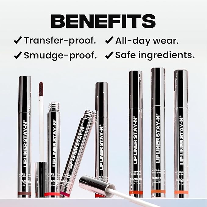 Sacheu Lip Liner STAY-N Peel Off Lip Stain — Long Lasting Waterproof Lip Tint with Hyaluronic Acid & Vitamin E — Transfer Proof Matte Finish, Vegan & Cruelty-Free (p-INKED)