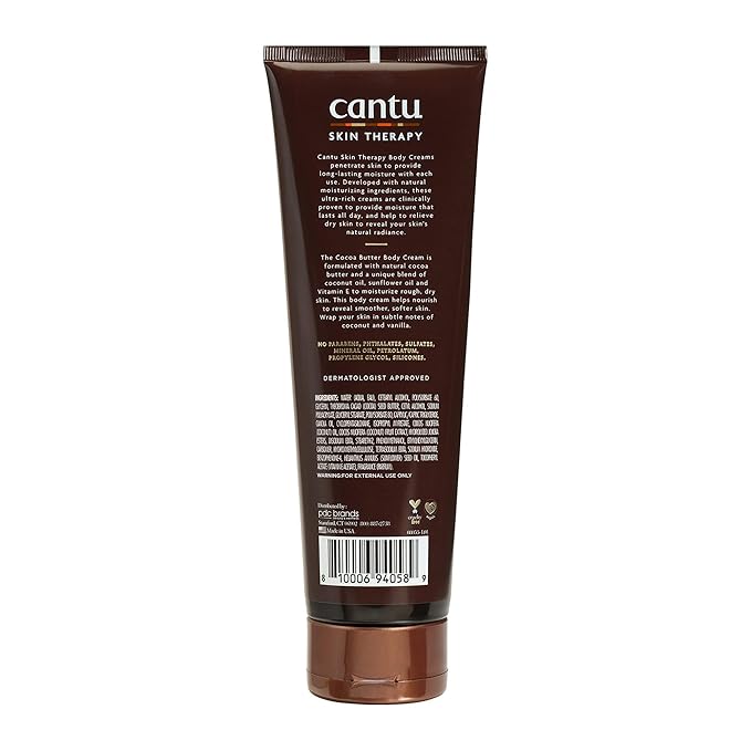 Cantu Therapy Cocoa Butter Hydrating Body Cream for very Dry Skin, 8.5 Oz