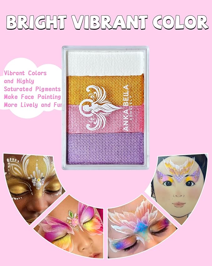 Anka Bella Professional Water Activated Rainbow Cake Face Paint（Dreamy Mermaind）50gm,Hypoallergenic, Non-Toxic,Face Body Painting Makeup