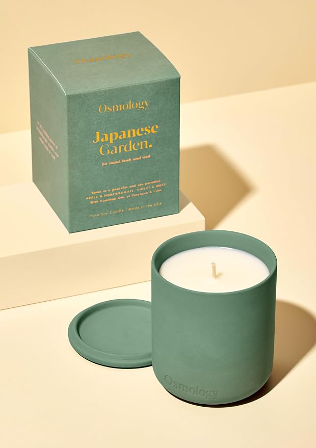 Japanese Garden Aromatherapy Candle – Apple, Pomegranate & Musk Scented Candle, Plant-Based Wax, 9.8 oz, 50 Hour Burn Time, Fresh & Fruity Candle