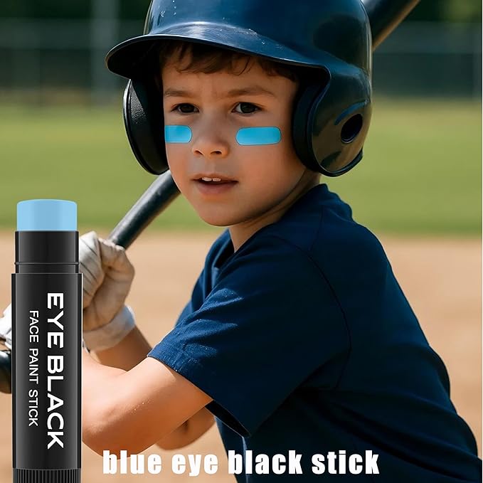 Light Blue Eye Black Stick, 3pcs Anti-Glare Under Eye Sports Grease Stick for Baseball Softball Soccer Lacrosse Hockey Athletes Sports Training, Water-Proof Eye Black Stick for Athletes