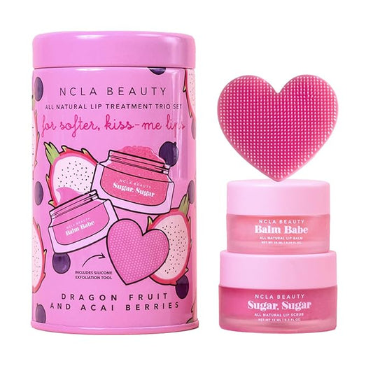 NCLA - Lip Care Set + Lip Scrubber | Clean, Natural, Non-Toxic Beauty (Dragon Fruit + Acai Berry)