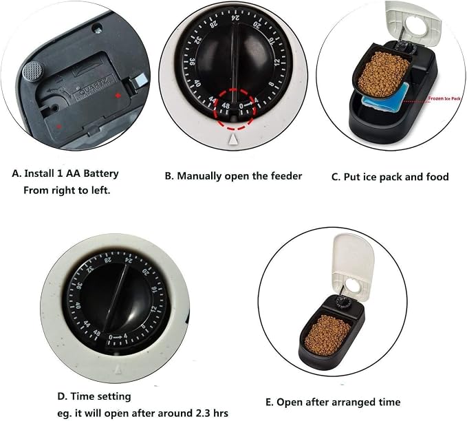 PAWISE Automatic Cat Feeder, Meal Automatic Timer for Cats and Puppy, 48-Hour Timer, Pet Feeder with Ice Pack for Wet or Dry Food, 1.5 Cups Dog Cat Food Dispenser