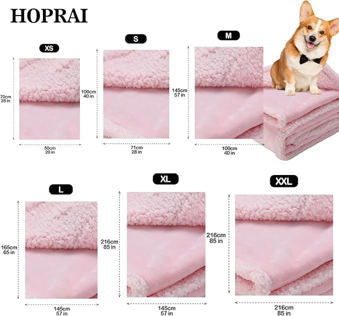 Dog Blanket, Waterproof Reversible Sherpa Fleece Throw Blanket, Furniture Cover for Bed, Couch, Sofa Protection from Liquid Pee and Pet Fur of Puppy, Cat (Pink S28*39inches)