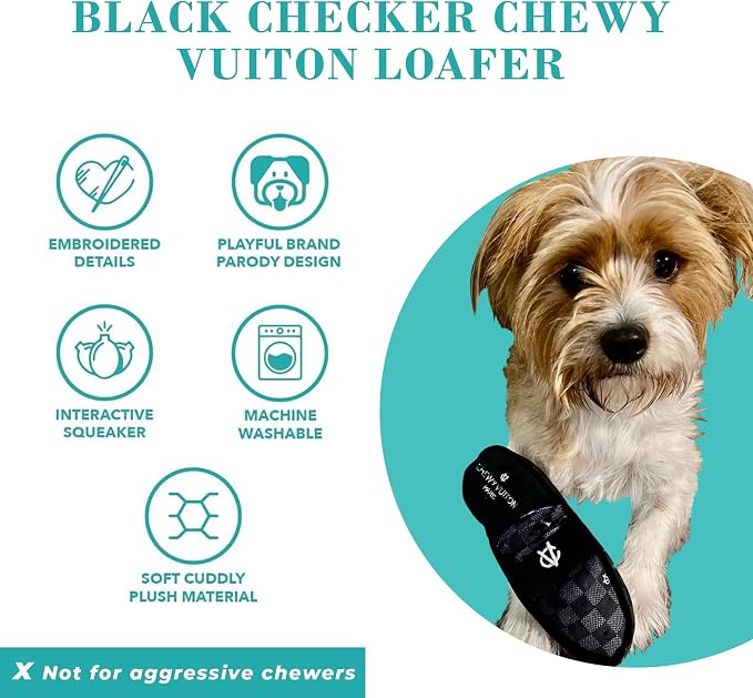 Haute Diggity Dog Chewy Vuiton Loafer Plush Dog Toy, Designer Parody Toy