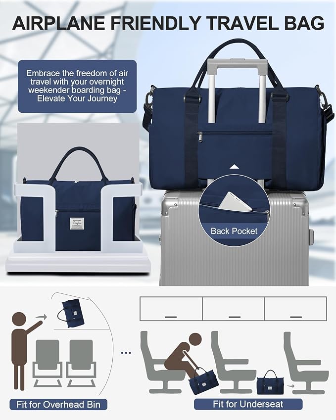 Gym Bag Womens Mens with Shoes Compartment and Wet Pocket Travel Duffel Bags for Women for Plane Sport Gym Tote Bags Swimming Yoga Waterproof Weekend Overnight Bag Carry on Bag Hospital Holdalls