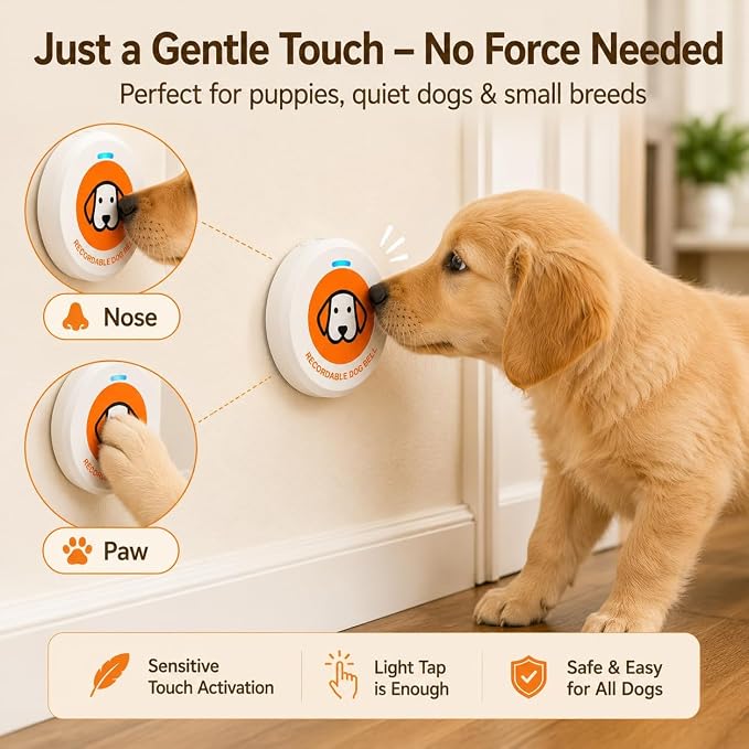 ChunHee Recordable Dog Doorbell – Train Your Dog with Your Own Voice, Puppy Potty Training Bell for Dogs to Go Outside, 5 Adjustable Volume Dog Button with Potty & Outside Sounds