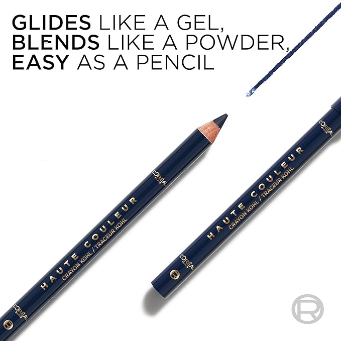 L'Oreal Paris Haute Couleur Kohl Eyeliner Pencil, Intense Eye Liner Color with Smooth Gel-Like Formula, Up To 12HR Eye Makeup Wear, 130 Blue Suede