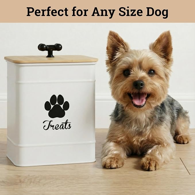 Dog Treat Container Airtight, 6"W x 8"H, Powder Coated, 12 Cup Capacity