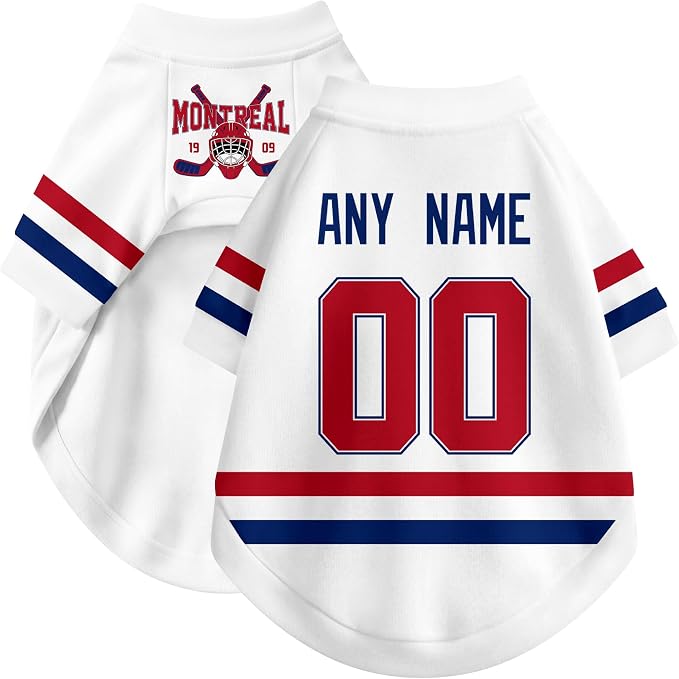 Montreal Dog Clothes Personalized Pet T Shirt for Dogs Gift | Custom Name Number Jersey Style Pet Shirt for Dog