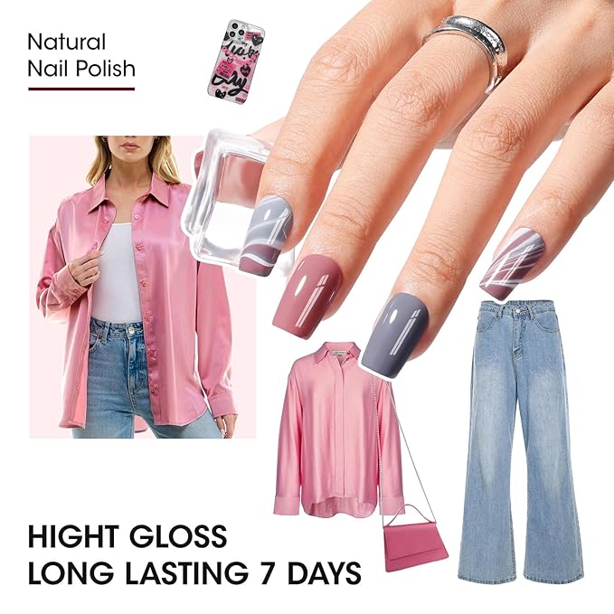 Gellen 12-Color Nail Polish Set, 10ml Fall Winter Trendy Air Dry Regular Nail Polish for Women Finger Toe & Fake Nails, Not UV Gel, Toxin TPO HEMA Free, Black White Gray Nude Red Brown Gold Silver Set