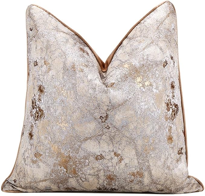 vctops Marble Decorative Luxurious Throw Pillow Covers Jacquard Square Cushion Cases Pillowcase for Bed Sofa Couch Chair Car Home Decor (Marble Gold,20"x20")