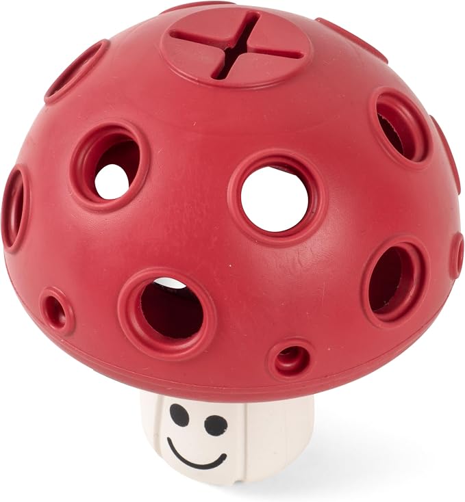 Fuzzl Eco Rubber Magic Shroom Puzzle Enrichment Toy - Red - Long Lasting Dog Treat Toys for Aggressive Chewers Strong Dog Toy for Dogs Durable Puppy Toys