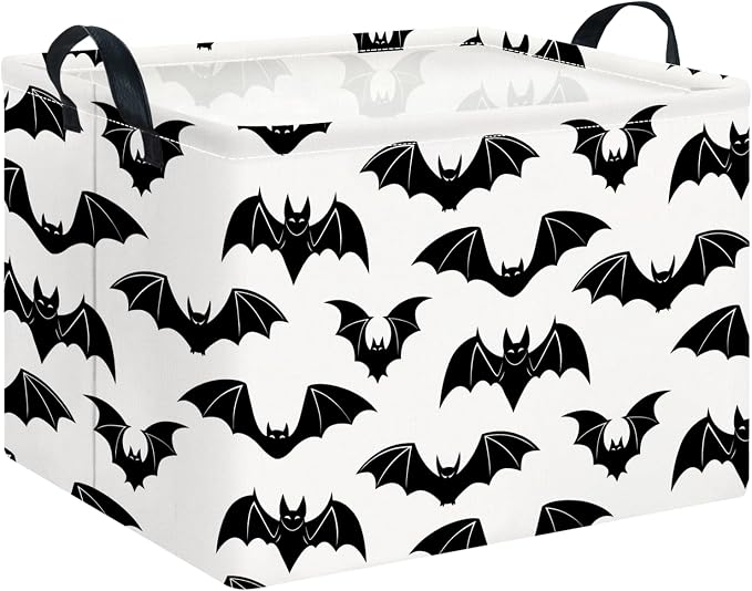 CLOCOR Rectangular Storage Basket Empty,Gift Basket,Waterproof Storage Bin with Handles,Room Decor(New Bat)