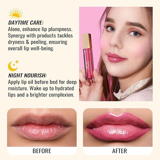 Oulac Pink Shimmer Liquid Lipstick High-Shine Glitter Lip Gloss for Women Shimmer Non-Sticky Glossy Finish Liquid Lipstick Hydrating Lip Gloss Fuller-looking Lip Makeup Vegan & Cruelty-Free 11