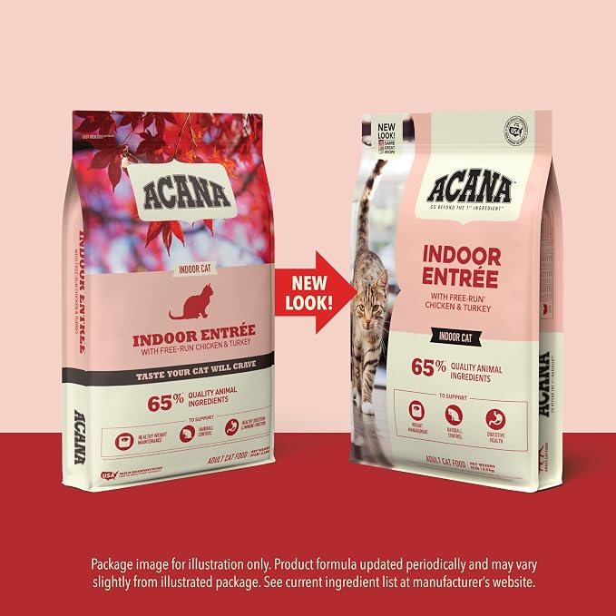 ACANA Dry Cat Food for Indoor Cats Indoor Entrée Chicken Turkey 10lb Bag | Includes Probiotics, Digestive Health, Weight Management, Free-Run Poultry, World's Finest Ingredients