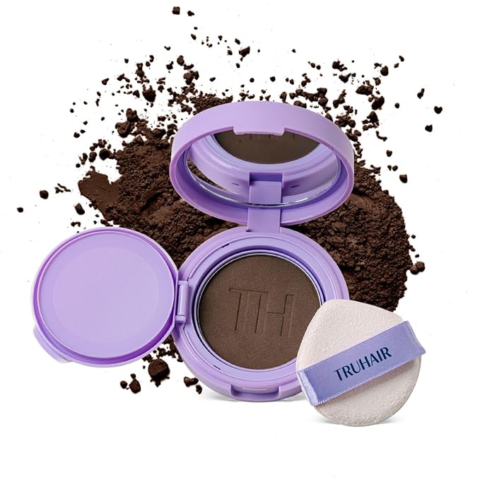 TRUHAIR Root & Scalp Cover Up Pressed Powder Compact, Waterproof, Weightless Hair Coverage & Bald Spot Concealing, Root Touch Up Hair Color for Gray Coverage & Thinning Areas, 0.35 Oz (Darkest Brown)