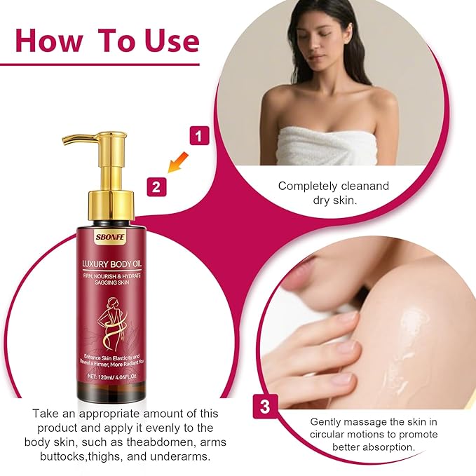 Body Firming Oil for Crepe Skin - After Shower Oil for Women, Tightening & Hydrating Treatment for Arms, Legs, Stomach & Body, Natural Formula for Dry Skin, Lightweight & Non-Greasy, 4.06 FL OZ