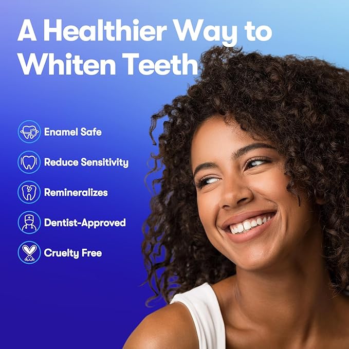MySmile Teeth Whitening Strips, Hydroxyapatite-Infuse White Strips, Non-Sensitive Teeth Whitening with Soothing Natural Ingredients, Enamel-Safe, Residue-Free, Non-Slip, 7 Treatments Kit