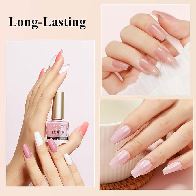 Nude Nail Polish Set: 6 Colors Vegan Regular Nail Polish Quick Dry, White Nude Sheer Pink Natural Nail Lacquer Non Gel Air Fast Drying Finger Nail Bulk DIY Salon Gift for Women