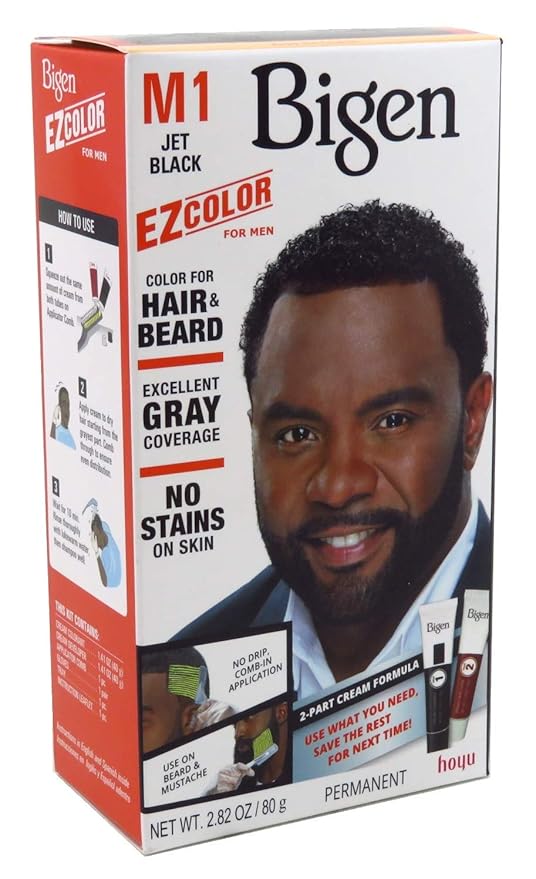 Bigen EZ Color Hair Color for Men - Jet Black Kit M1 1 Count (Pack of 6) (BU02P02966)