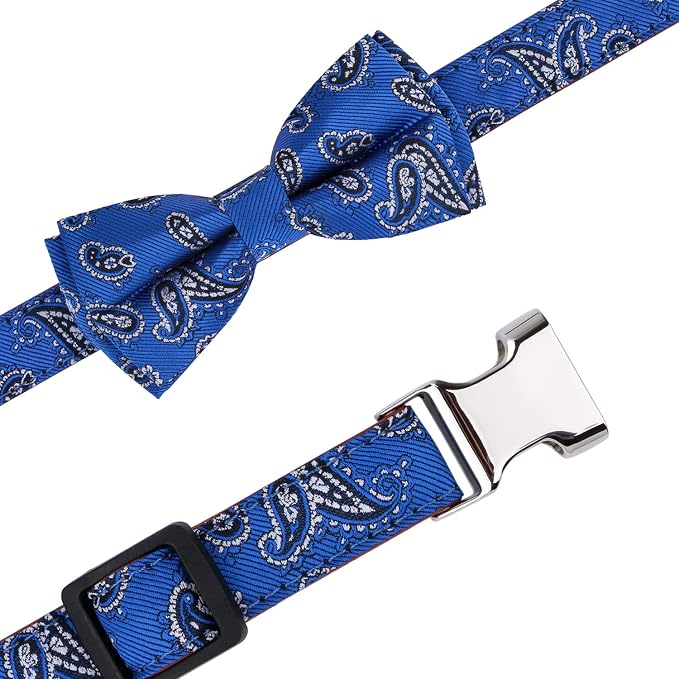 Bowtie Dog Collars Blue Paisley Pattern Large
