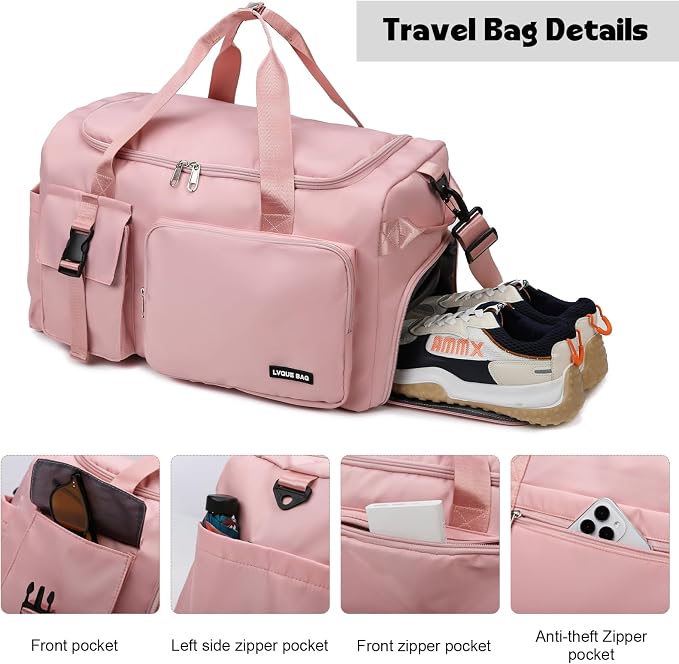 Eslcorri Gym Duffle Bag for Women Men, Sports Backpack with Wet & Shoe Compartment, Fitness Overnight Weekender Bag for Yoga, Swim, Travel (Style B, Green)